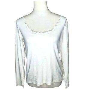St. John's Bay 100 % Cotton Rhinestone Trim Top
